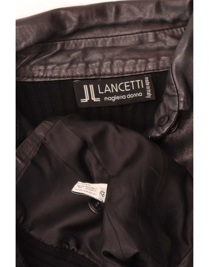 Lancetti Womens Leather Jacket IT 42 Medium Black Leather