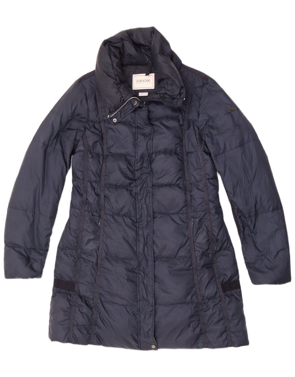 Geox Womens Padded Coat UK 14 Large Navy Blue Polyester