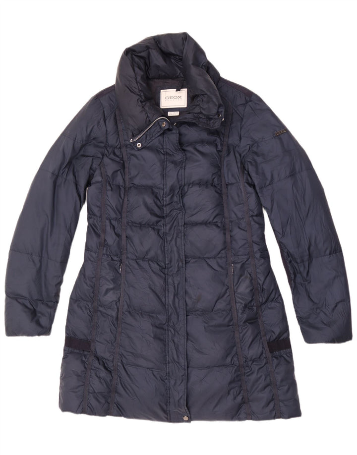 Geox Womens Padded Coat UK 14 Large Navy Blue Polyester