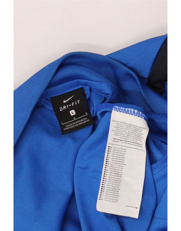 NIKE Mens Dri Fit Tracksuit Top Jacket Large Blue Colourblock Polyester