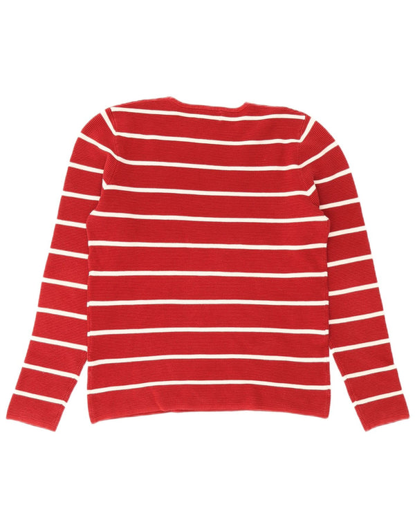 Zara Mens Crew Neck Jumper Sweater Medium Red Striped
