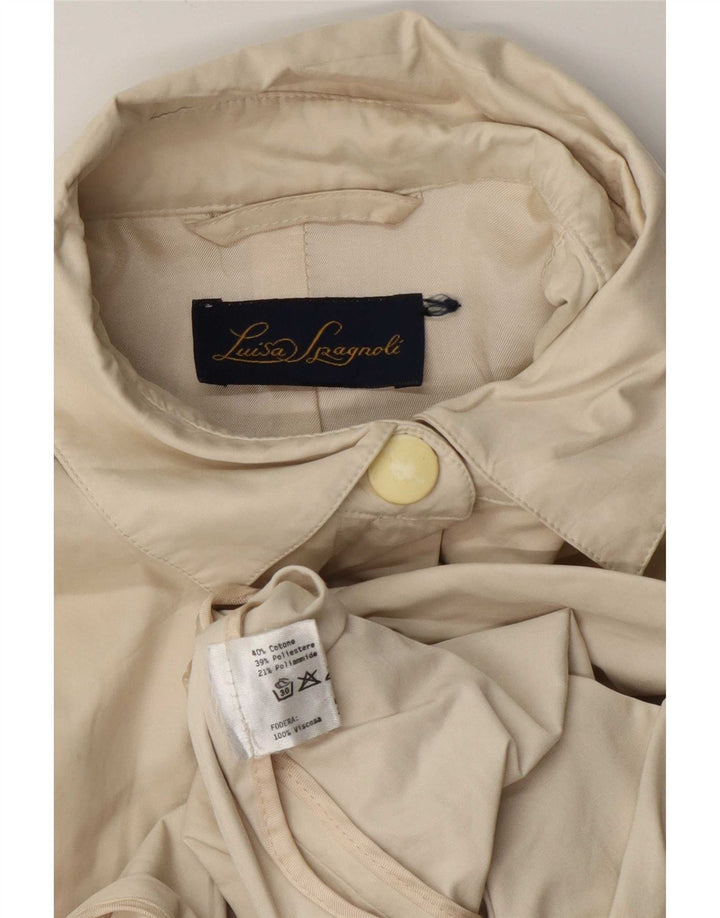 Luisa Spagnoli Womens Bomber Jacket UK 14 Medium Beige Cotton
