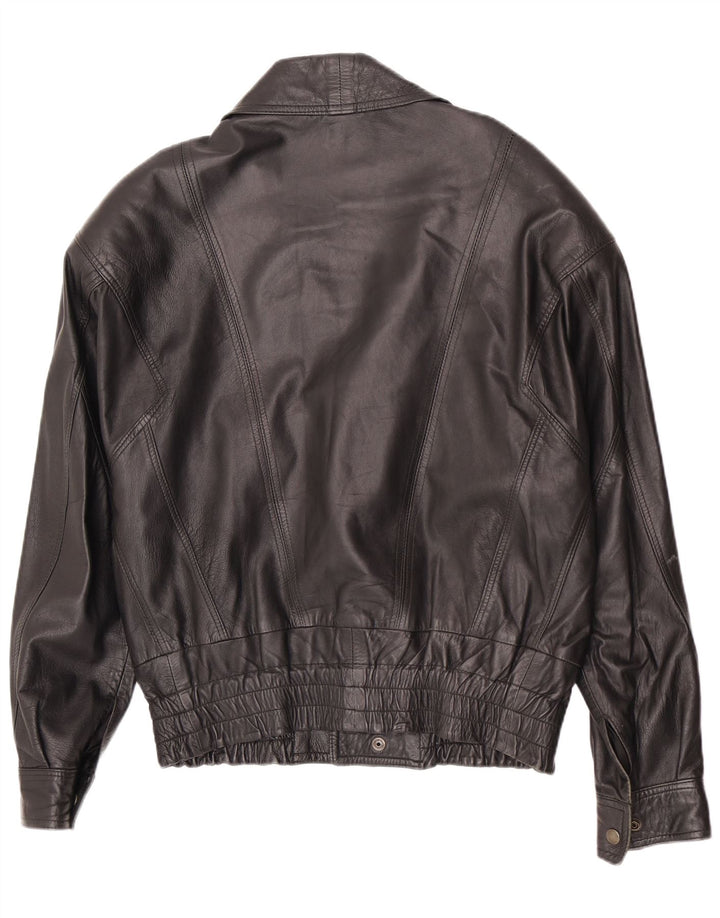 Vintage Mens Leather Jacket IT 46 Small Black Biker