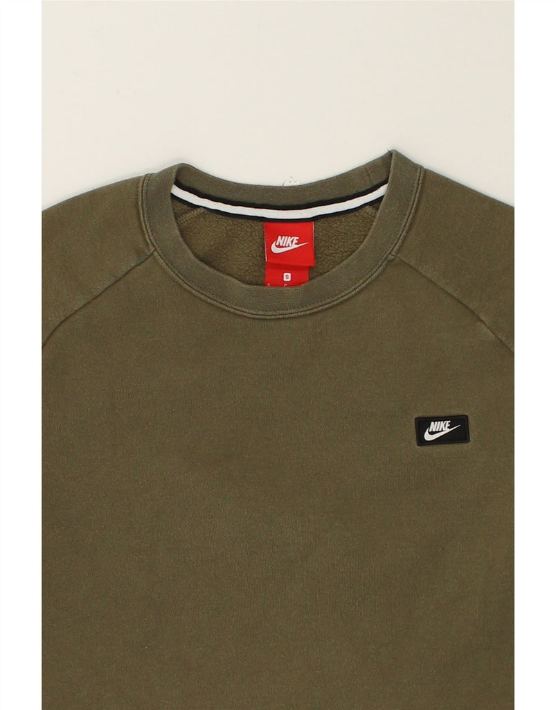 NIKE Mens Sweatshirt Jumper Small Khaki Cotton | Vintage Nike | Thrift | Second-Hand Nike | Used Clothing | Messina Hembry 