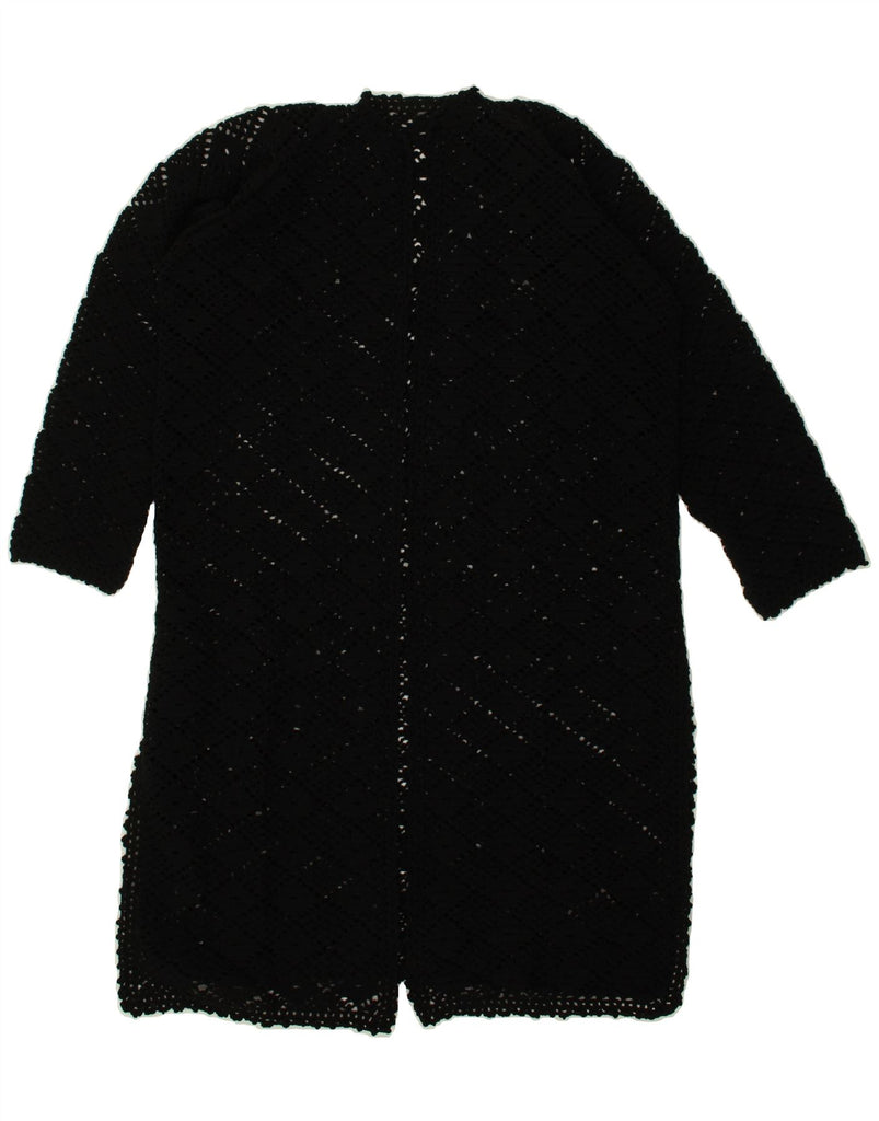 VINTAGE Womens Longline Crochet Cardigan Sweater UK 14 Medium Black Vintage Vintage and Second-Hand Vintage from Messina Hembry 