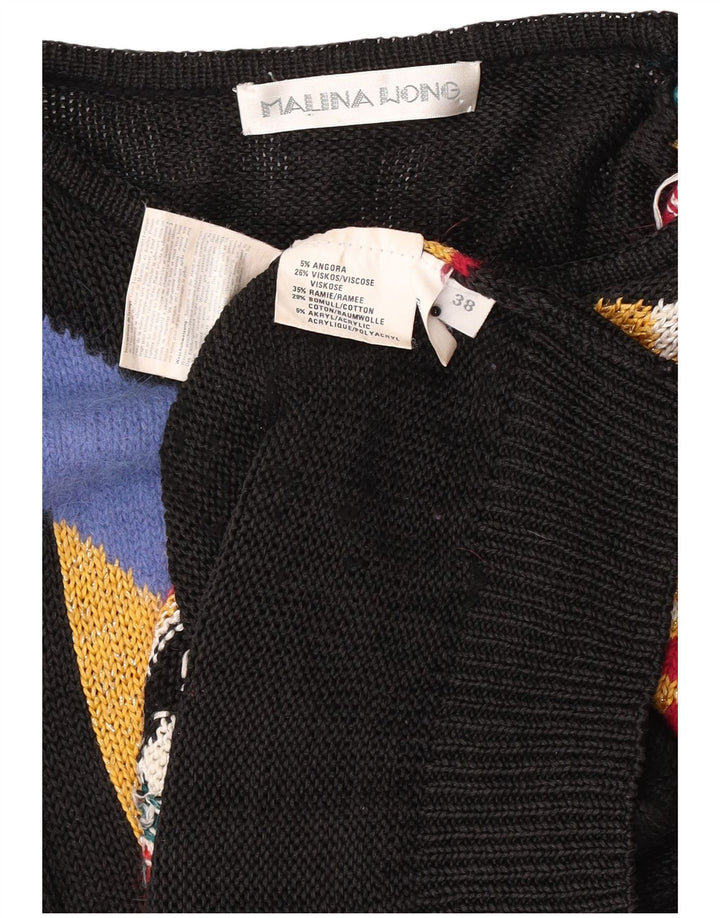 Malina Wong Womens Crew Neck Jumper Sweater EU 38 Medium Black Retro