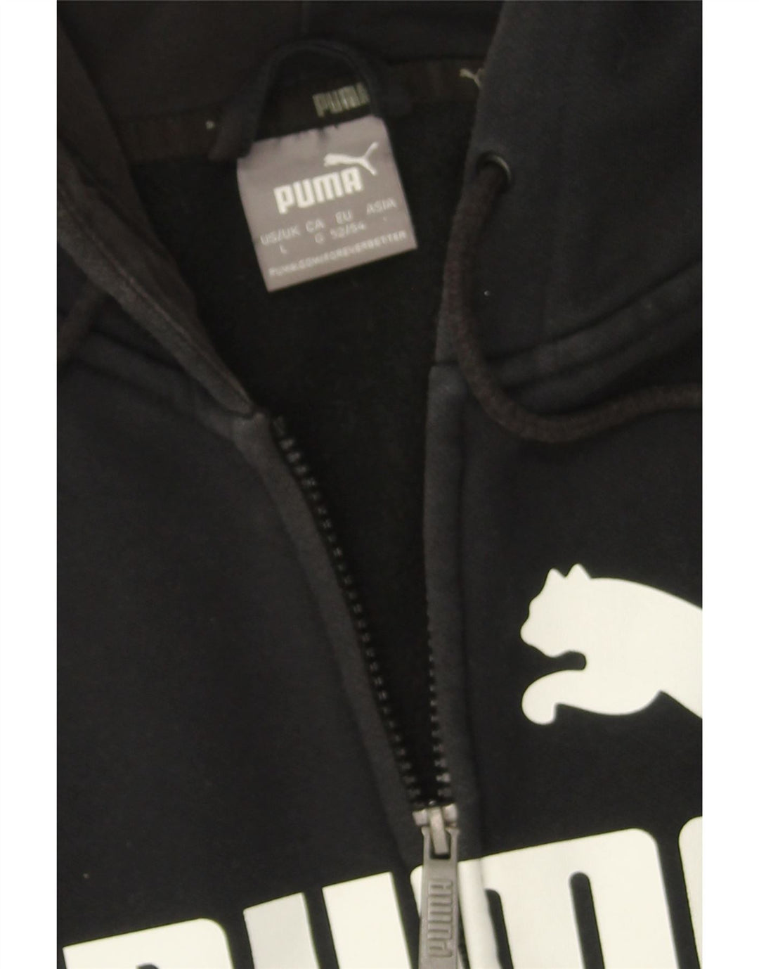 PUMA Mens Graphic Zip Hoodie Sweater Large Black Cotton Vintage Puma and Second-Hand Puma from Messina Hembry 