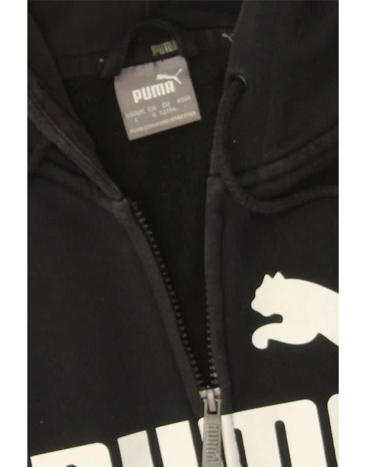 PUMA Mens Graphic Zip Hoodie Sweater Large Black Cotton Vintage Puma and Second-Hand Puma from Messina Hembry 