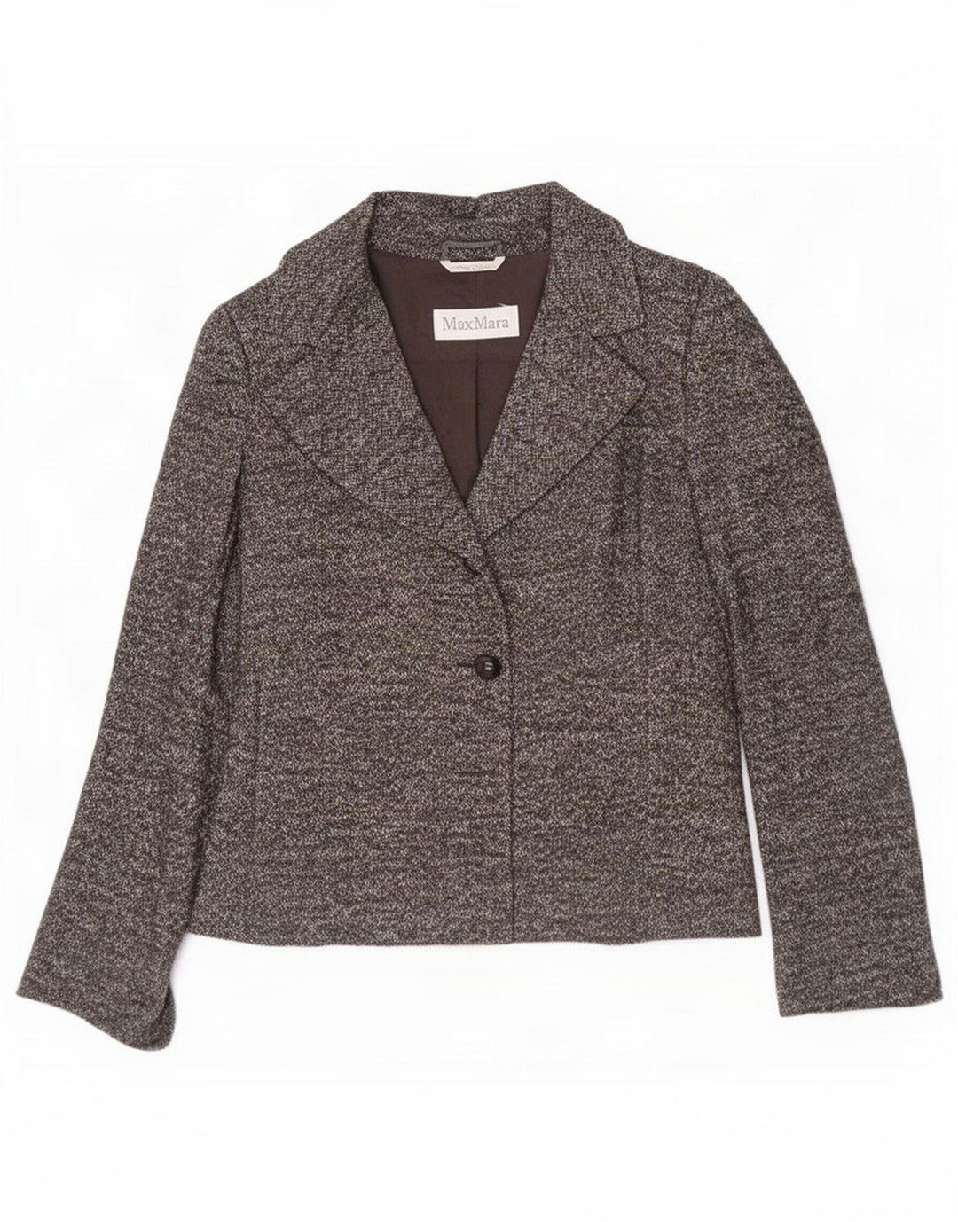 Max Mara Womens 1 Button Blazer Jacket UK 12 Medium Grey Herringbone Wool