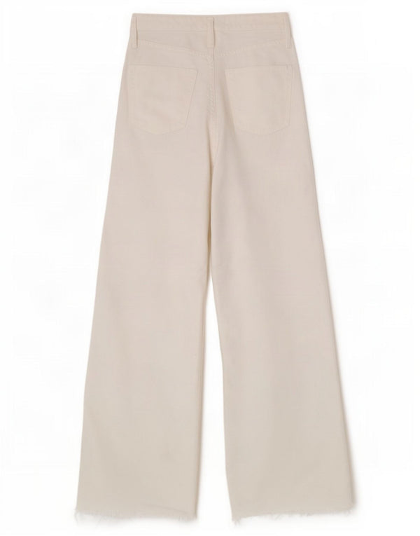 Zara Womens High Waist Wide Leg Jeans EU 36 XS W26 L32 White Cotton