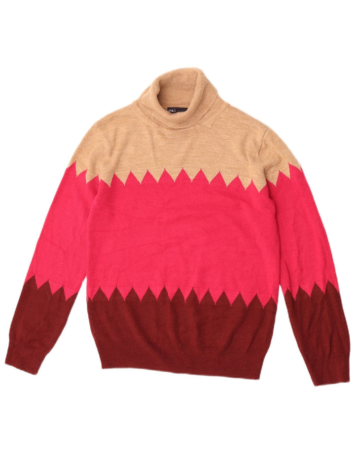 Marks & Spencer Womens Roll Neck Jumper Sweater UK 8 Small Multicoloured