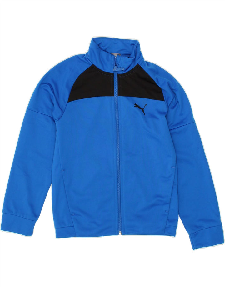 PUMA Boys Tracksuit Top Jacket 7-8 Years Blue Colourblock Polyester Vintage Puma and Second-Hand Puma from Messina Hembry 