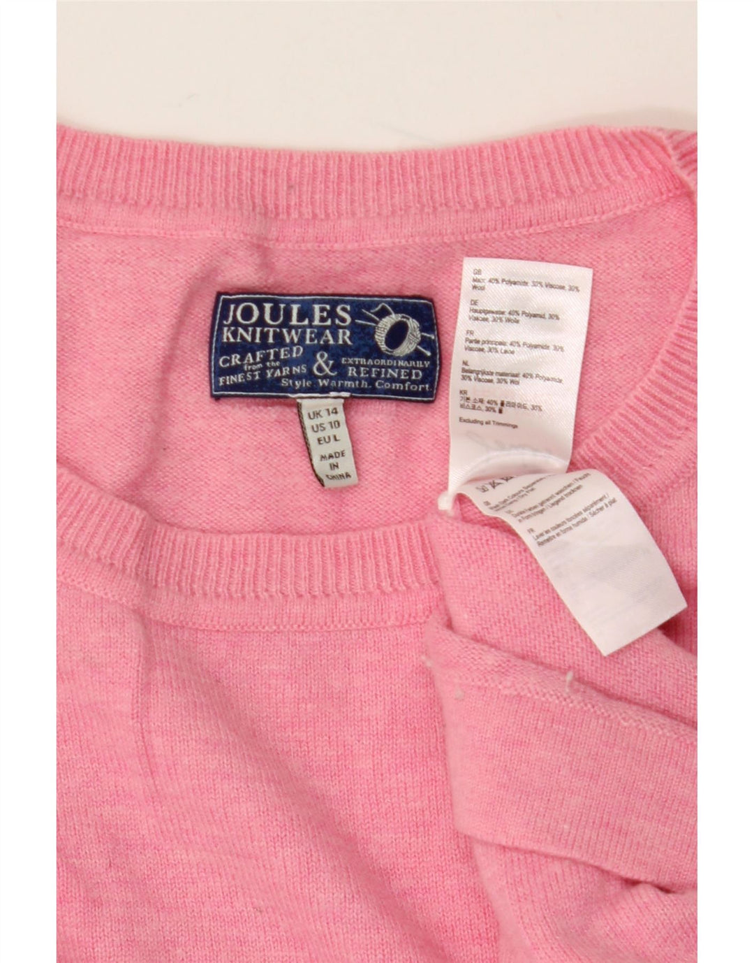 Joules Womens Oversized Crew Neck Jumper Sweater UK 14 Large Pink Polyamide