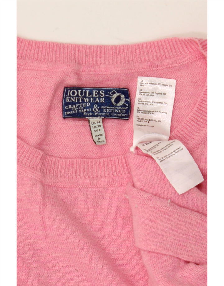 Joules Womens Oversized Crew Neck Jumper Sweater UK 14 Large Pink Polyamide