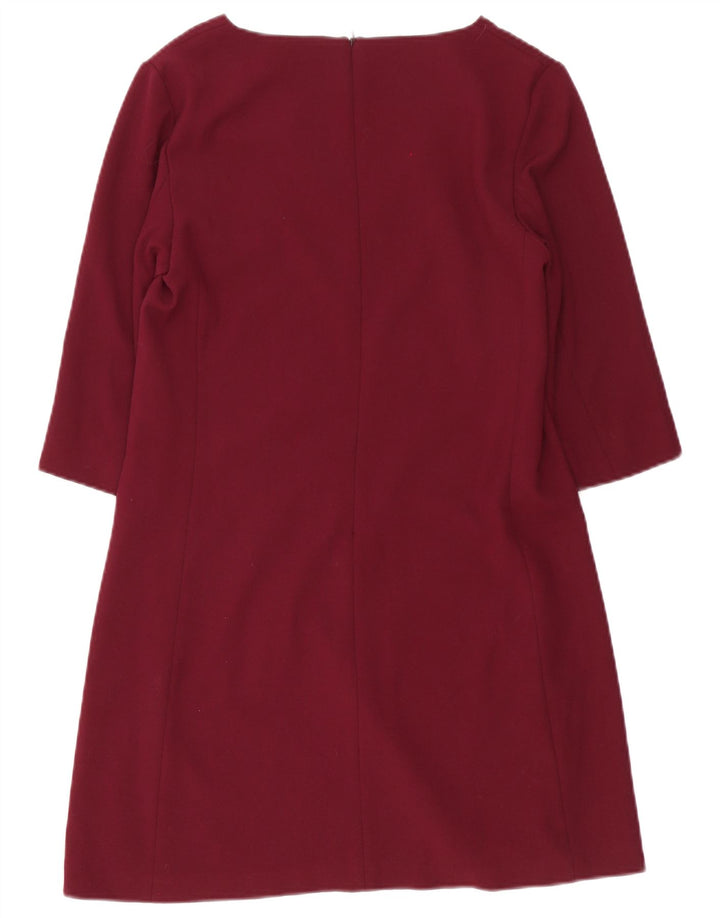 Massimo Dutti Womens 3/4 Sleeve Sheath Dress EU 40 Medium Burgundy