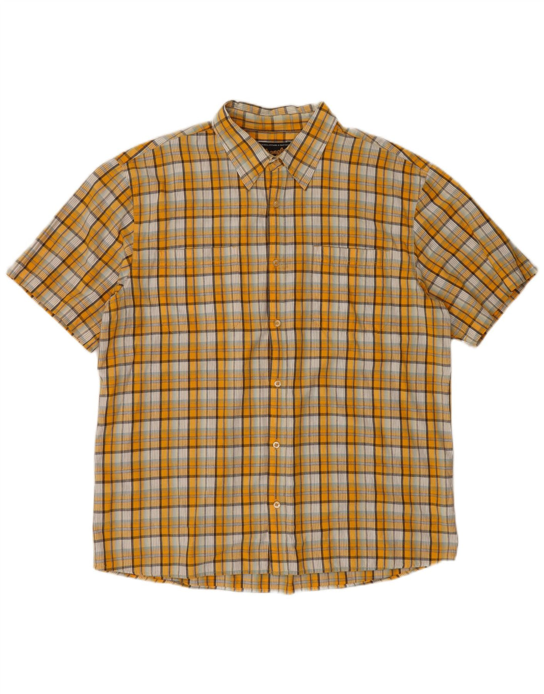 Wrangler Mens Short Sleeve Shirt 2XL Yellow Check Cotton