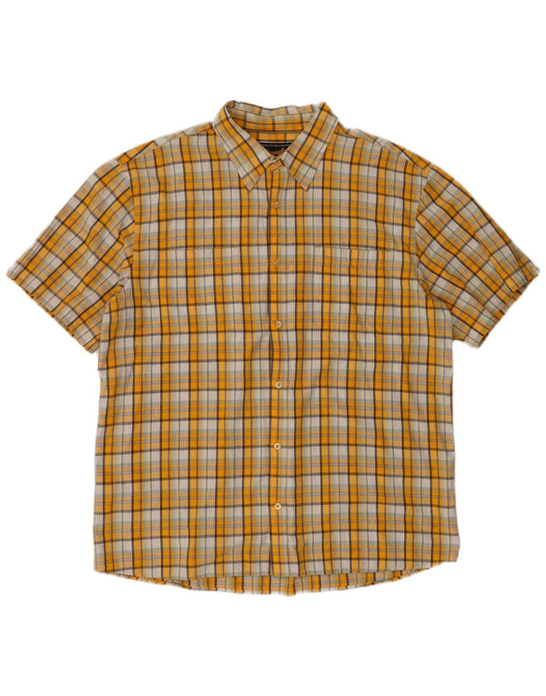 Wrangler Mens Short Sleeve Shirt 2XL Yellow Check Cotton