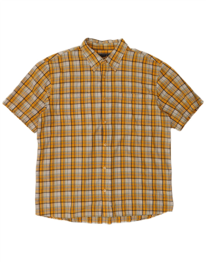 Wrangler Mens Short Sleeve Shirt 2XL Yellow Check Cotton