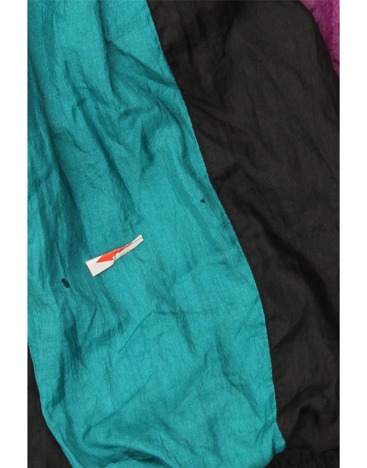 Vintage Mens Tracksuit Top Jacket Medium Black Colourblock Nylon