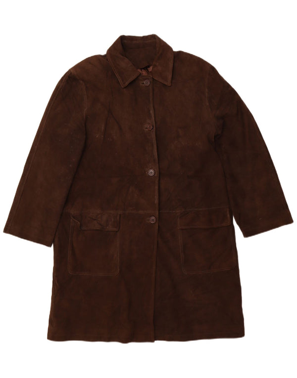 L.Lambertazzi Womens Suede Overcoat IT 48 XL Brown Leather