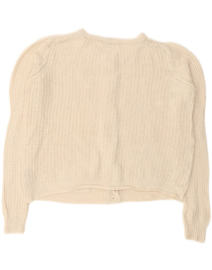 Marks & Spencer Womens Crop Cardigan Sweater UK 10 Small Off White