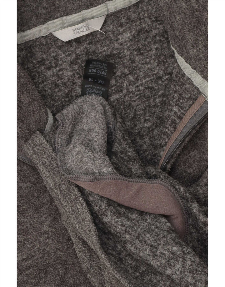 Marks & Spencer Womens Fleece Jacket UK 16 Large Grey Polyester