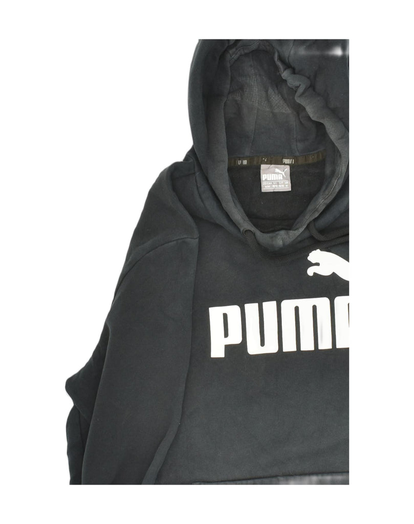 PUMA Mens Graphic Hoodie Jumper Medium Black Cotton | Vintage Puma | Thrift | Second-Hand Puma | Used Clothing | Messina Hembry 