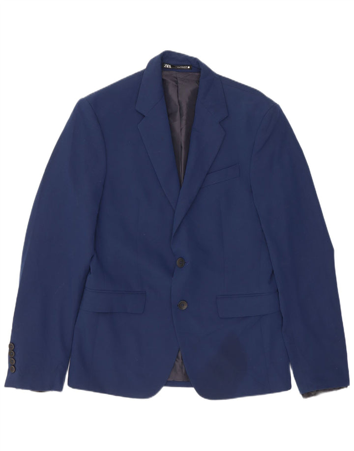 Zara Mens 2 Button Blazer Jacket EU 44 XS Navy Blue