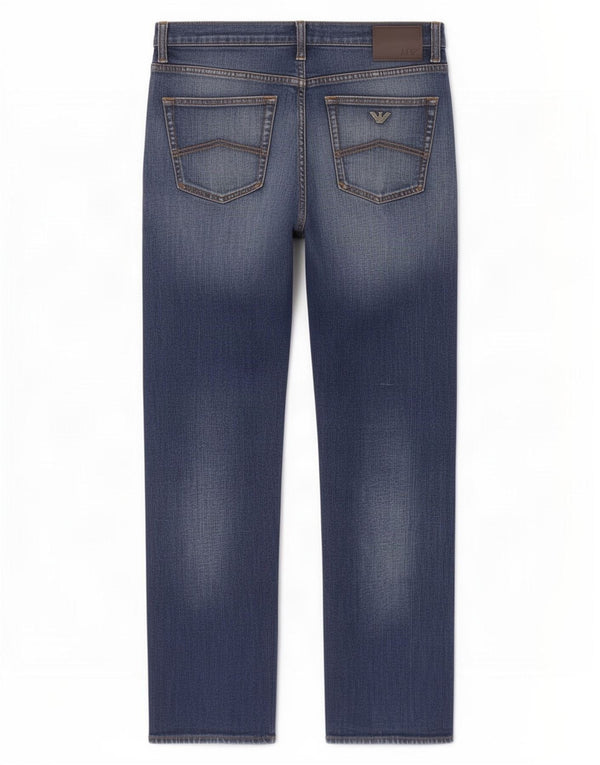 Armani Mens Straight Jeans W32 L30 Blue Cotton