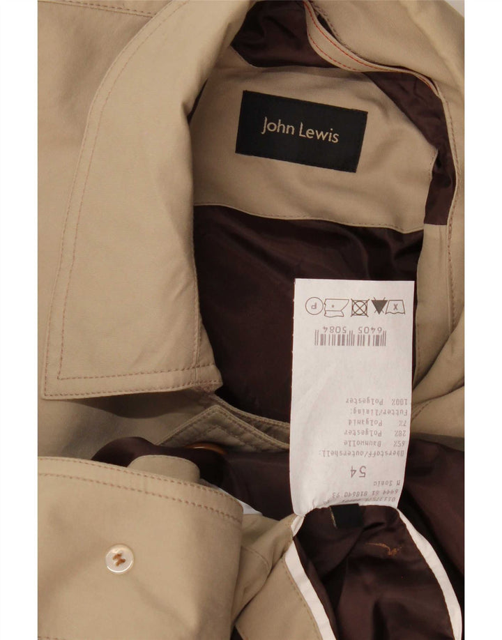 John Lewis Mens Overcoat IT 54 2XL Beige Cotton