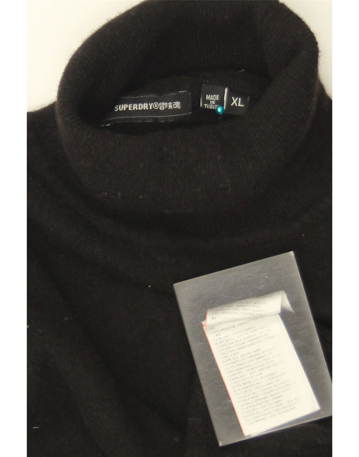 Superdry Mens Roll Neck Jumper Sweater XL Black Wool