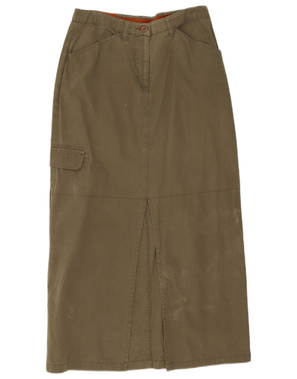 Vintage Womens Maxi Cargo Skirt EU 36 Small W28 Khaki Cotton