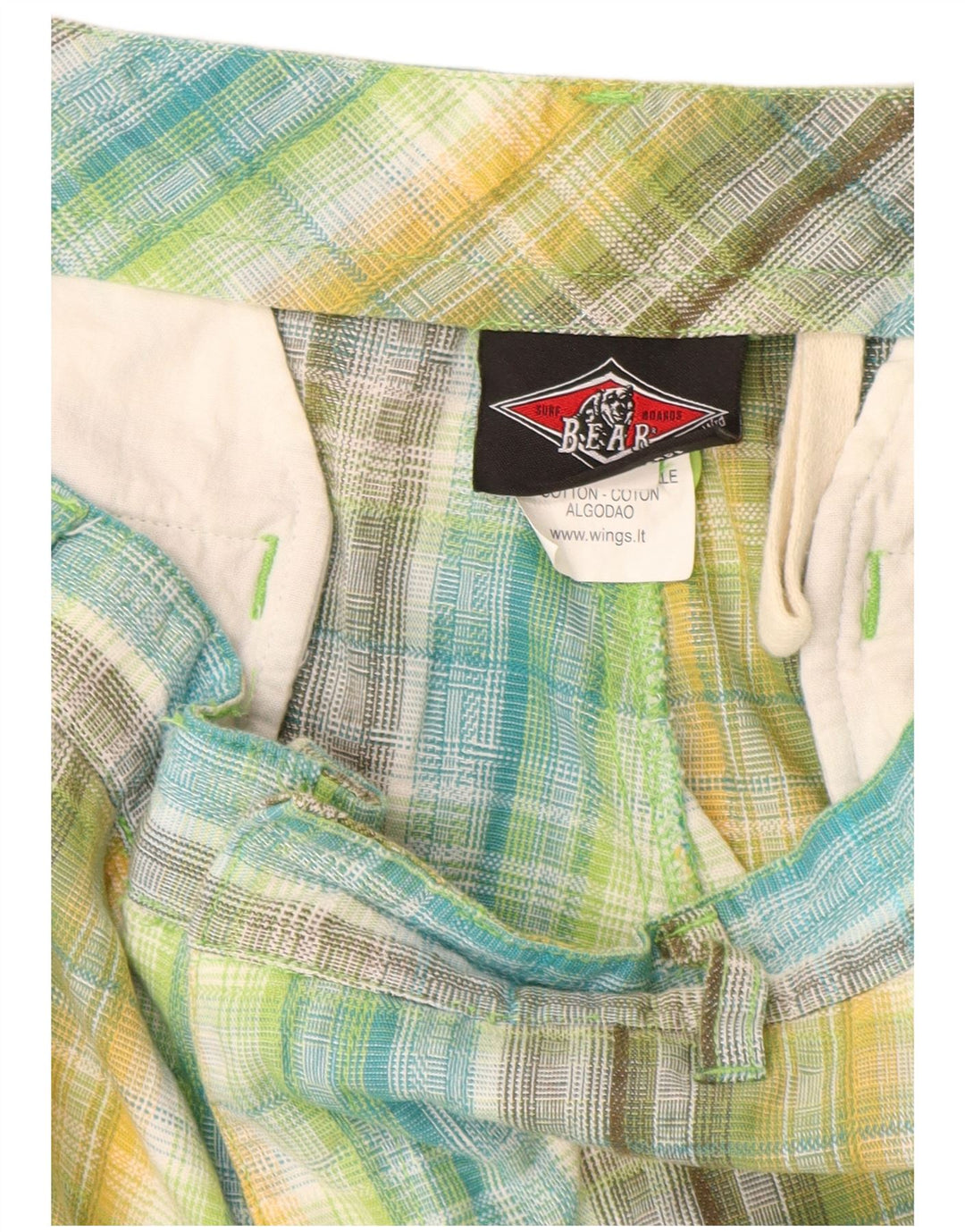 Bear Mens Cargo Shorts W32 Medium Multicoloured Check Cotton
