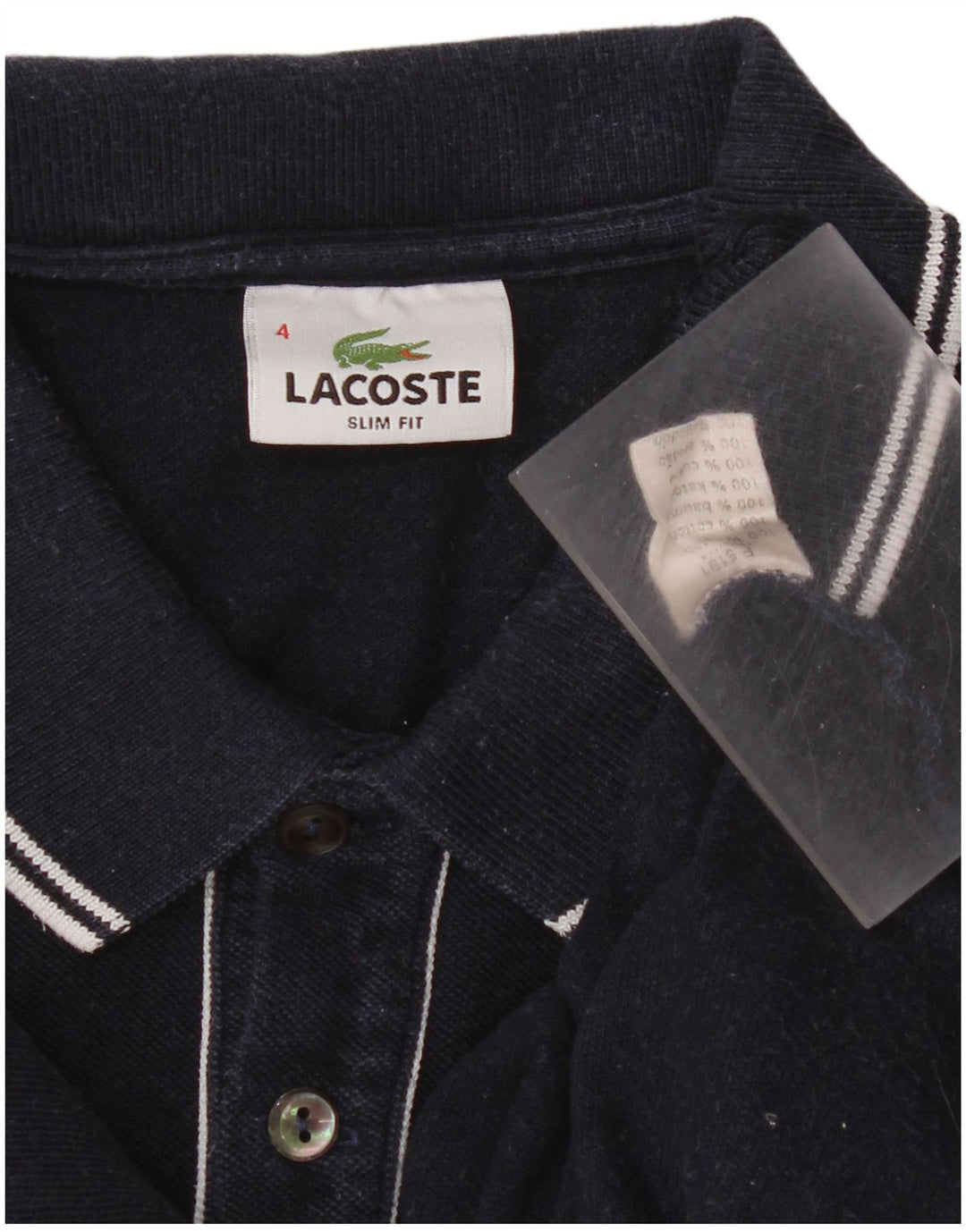 Lacoste Mens Slim Fit Polo Shirt Size 4 Medium Navy Blue Cotton