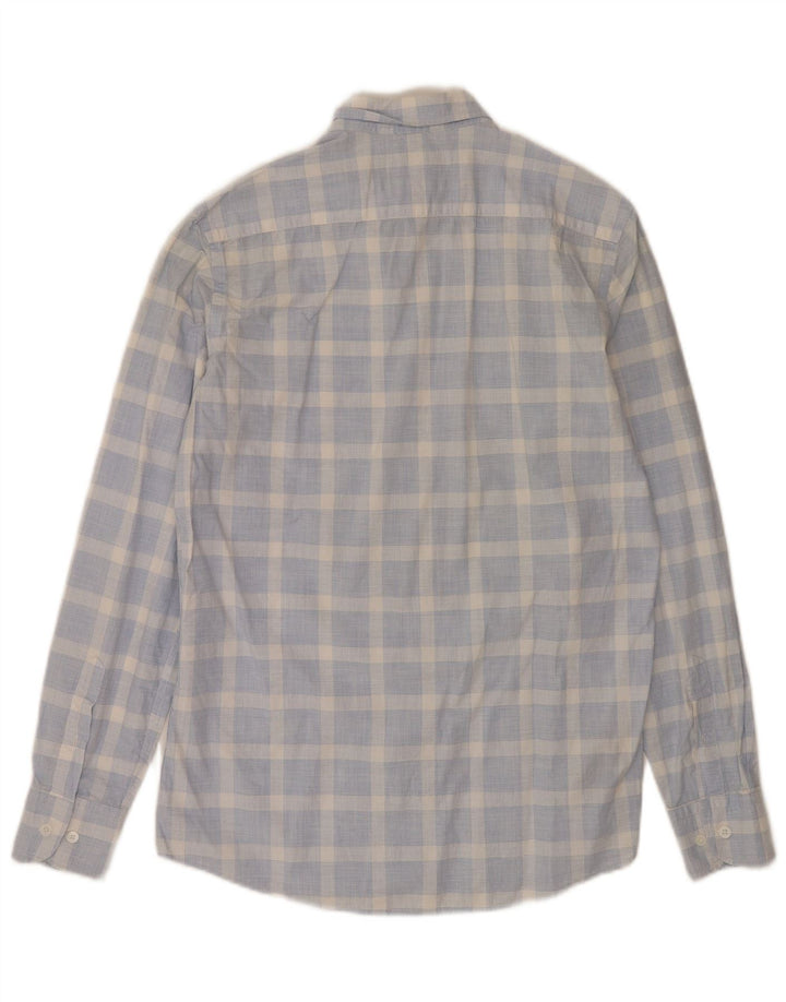 Massimo Dutti Mens Shirt Medium Blue Check Cotton