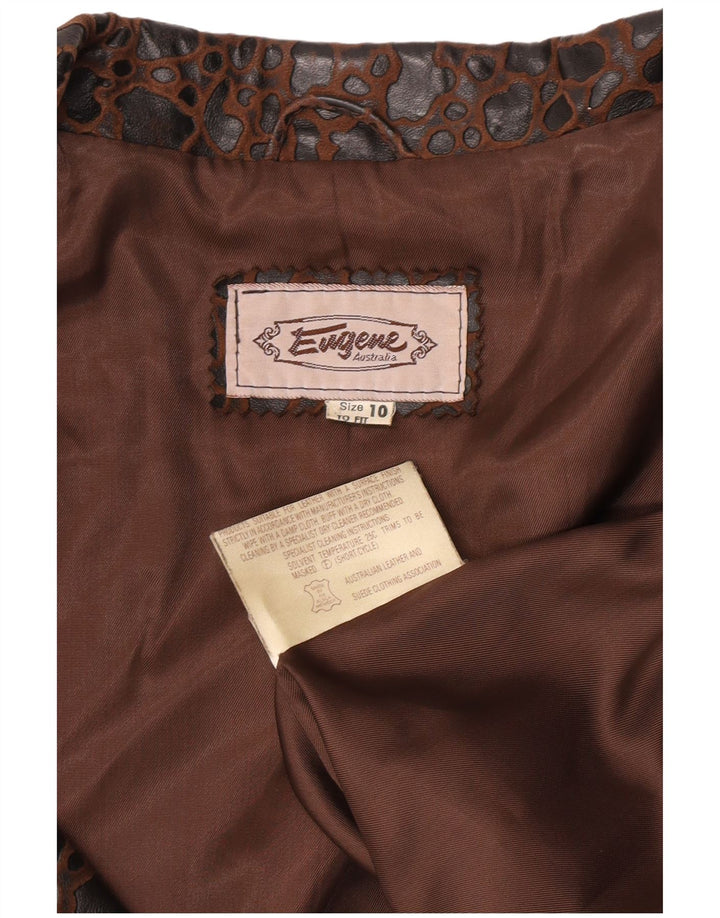 Eugene Womens Double Breasted Blazer Jacket US 10 Large Brown Animal Print