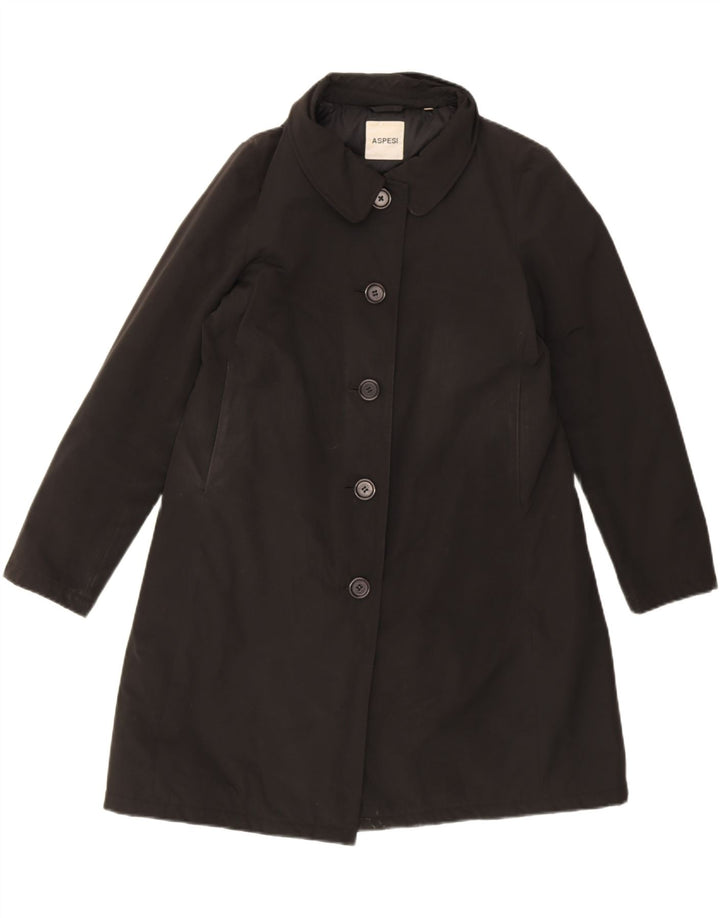 Aspesi Womens Overcoat UK 18 XL Black Cotton