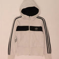 Adidas Womens Graphic Zip Hoodie Sweater IT 44 Medium White Colourblock