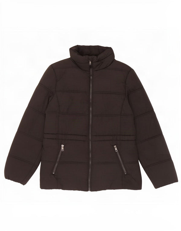 Marks & Spencer Womens Hooded Padded Jacket UK 12 Medium Black Polyester