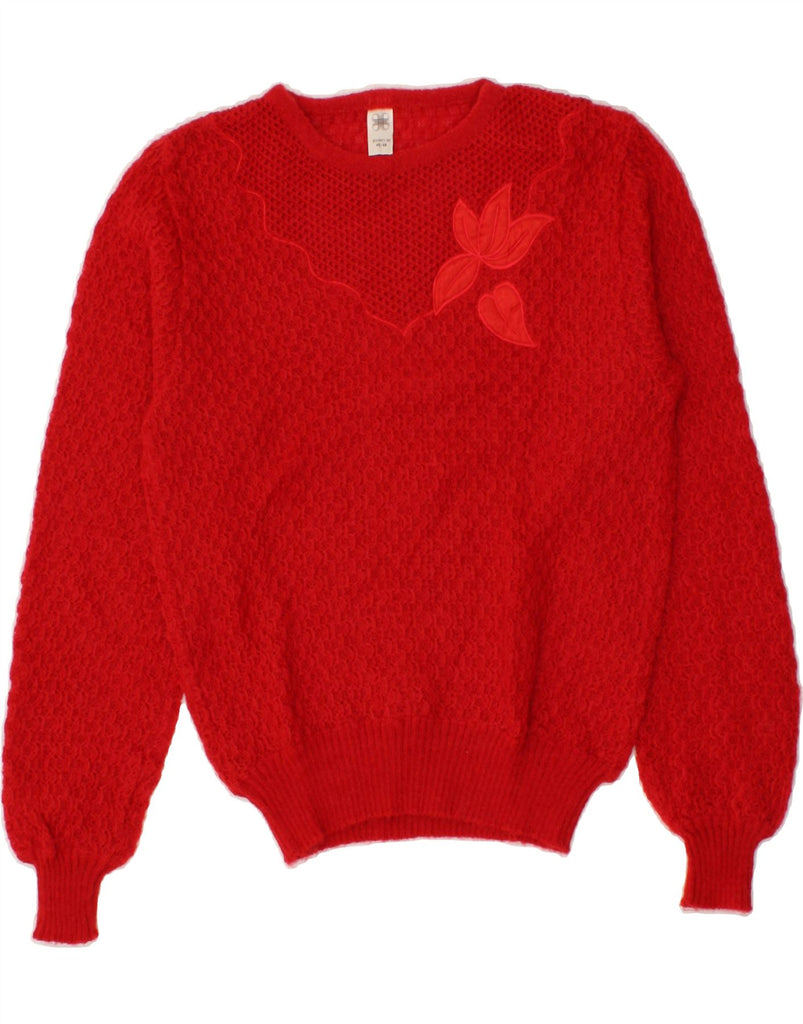 VINTAGE Womens Boat Neck Jumper Sweater IT 46/48 Large Red Acrylic Vintage Vintage and Second-Hand Vintage from Messina Hembry 