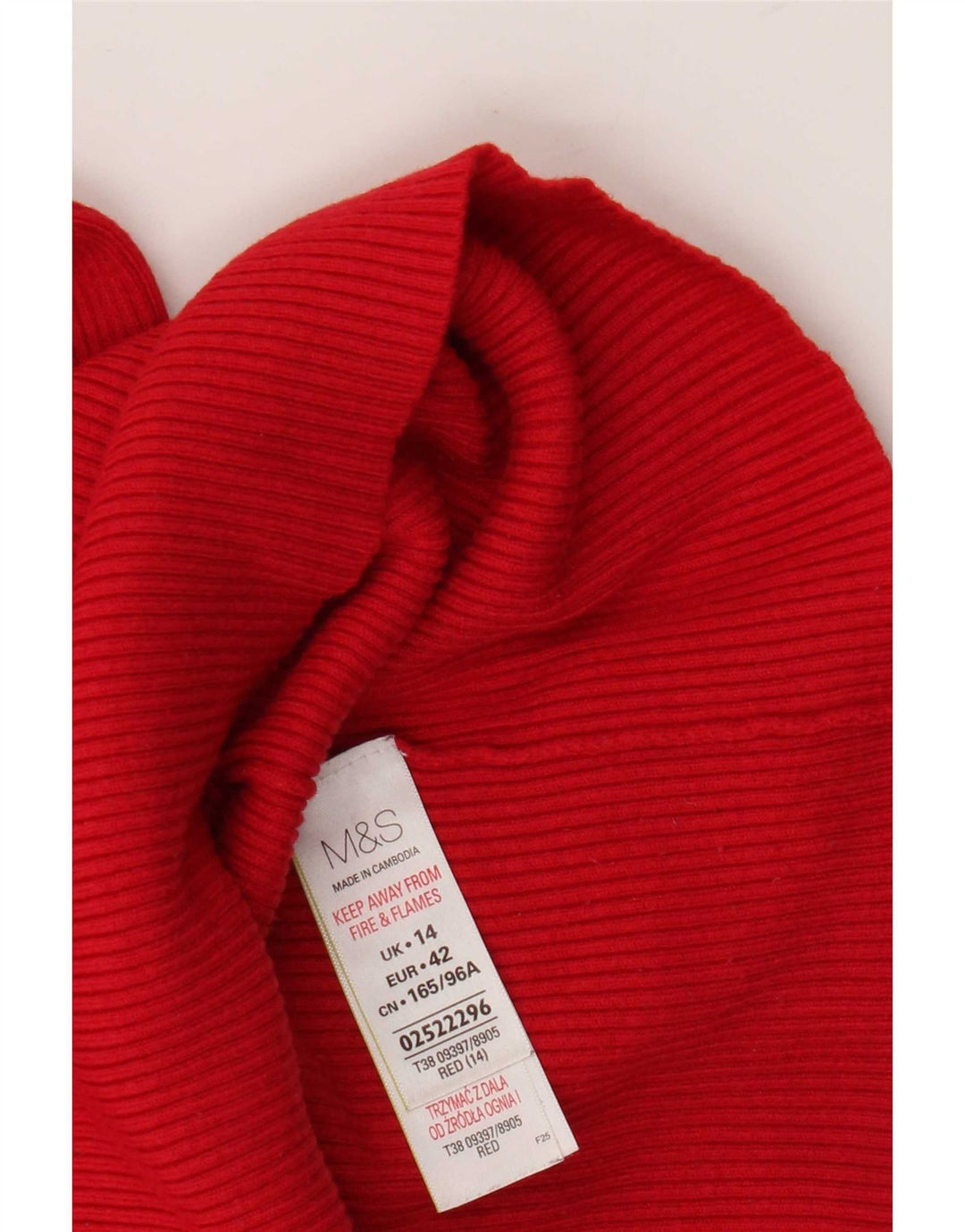 Marks & Spencer Womens Roll Neck Jumper Sweater UK 14 Medium Red Viscose