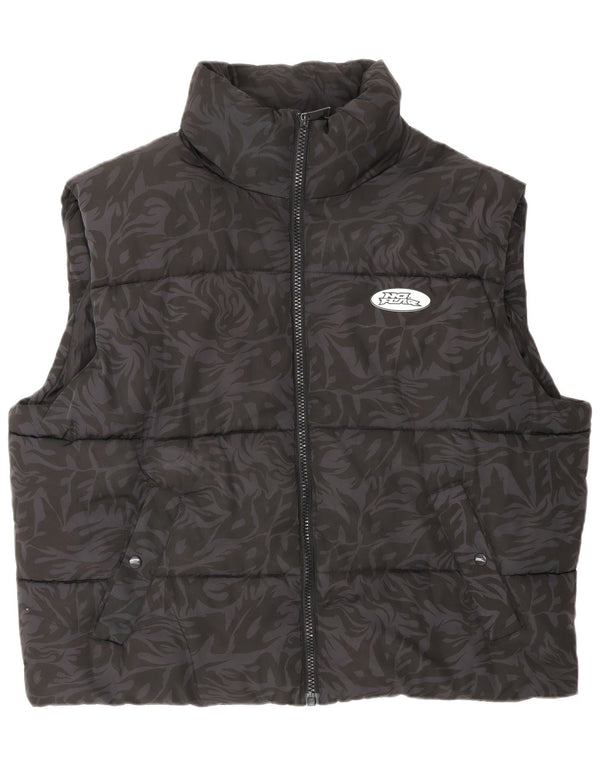 No Fear Mens Graphic Padded Gilet UK 42 XL Black Animal Print Polyester