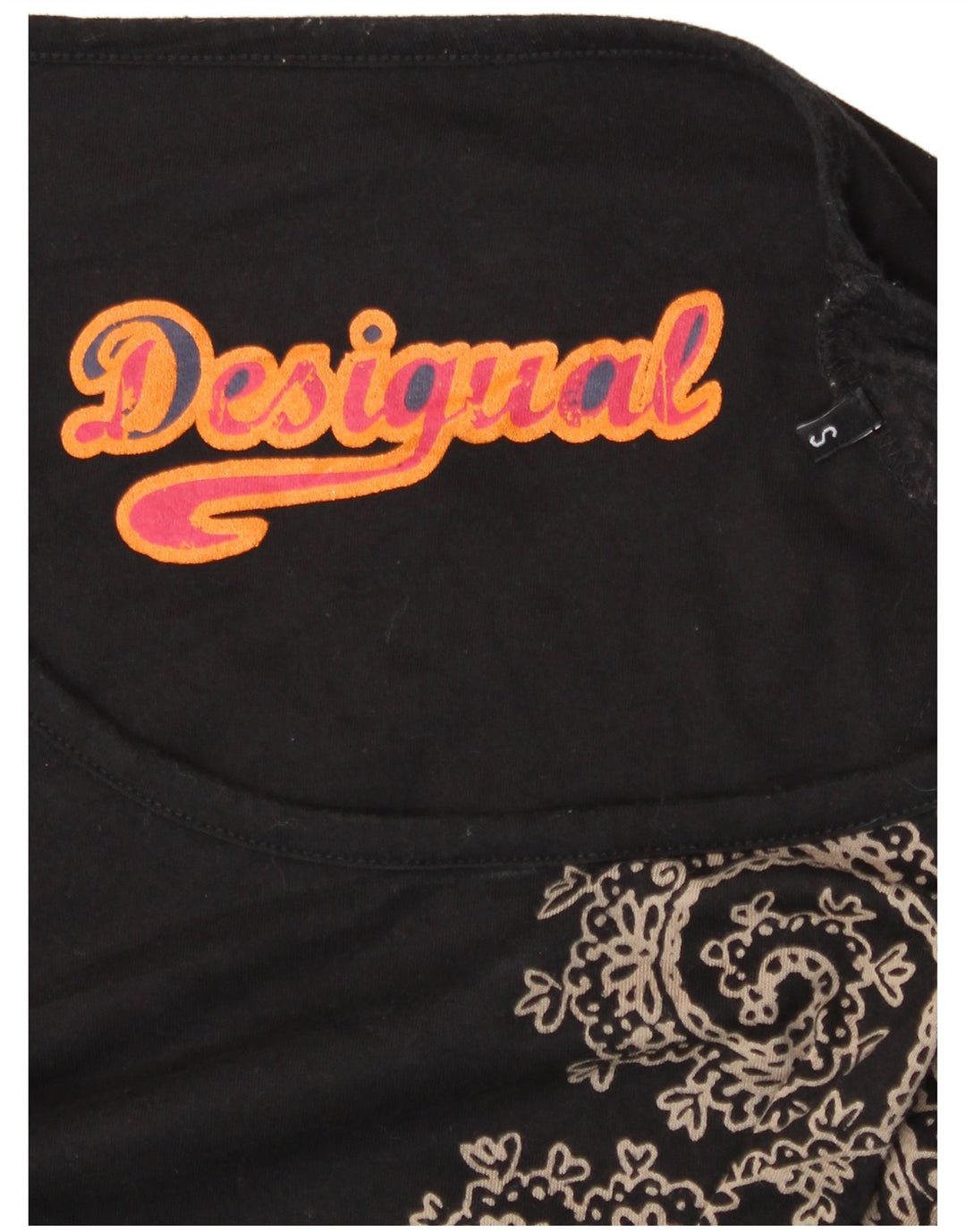 Desigual Womens Graphic Asymmetric Tunic Top UK 10 Small Black Floral