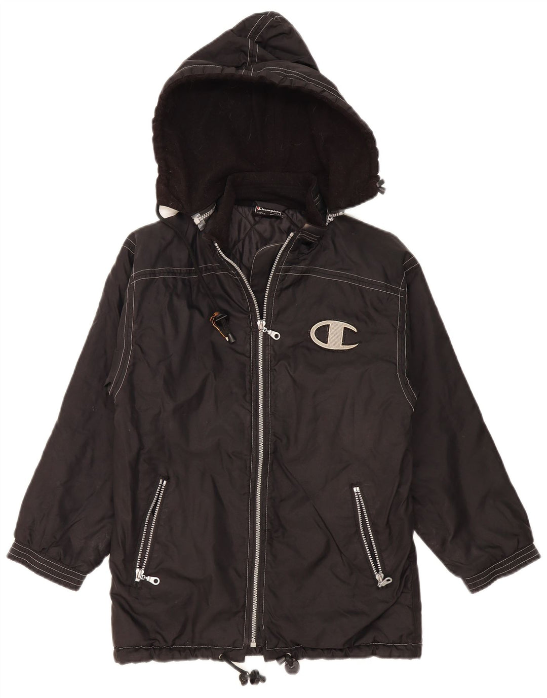 Champion Boys Graphic Hooded Windbreaker Jacket 11-12 Years Black