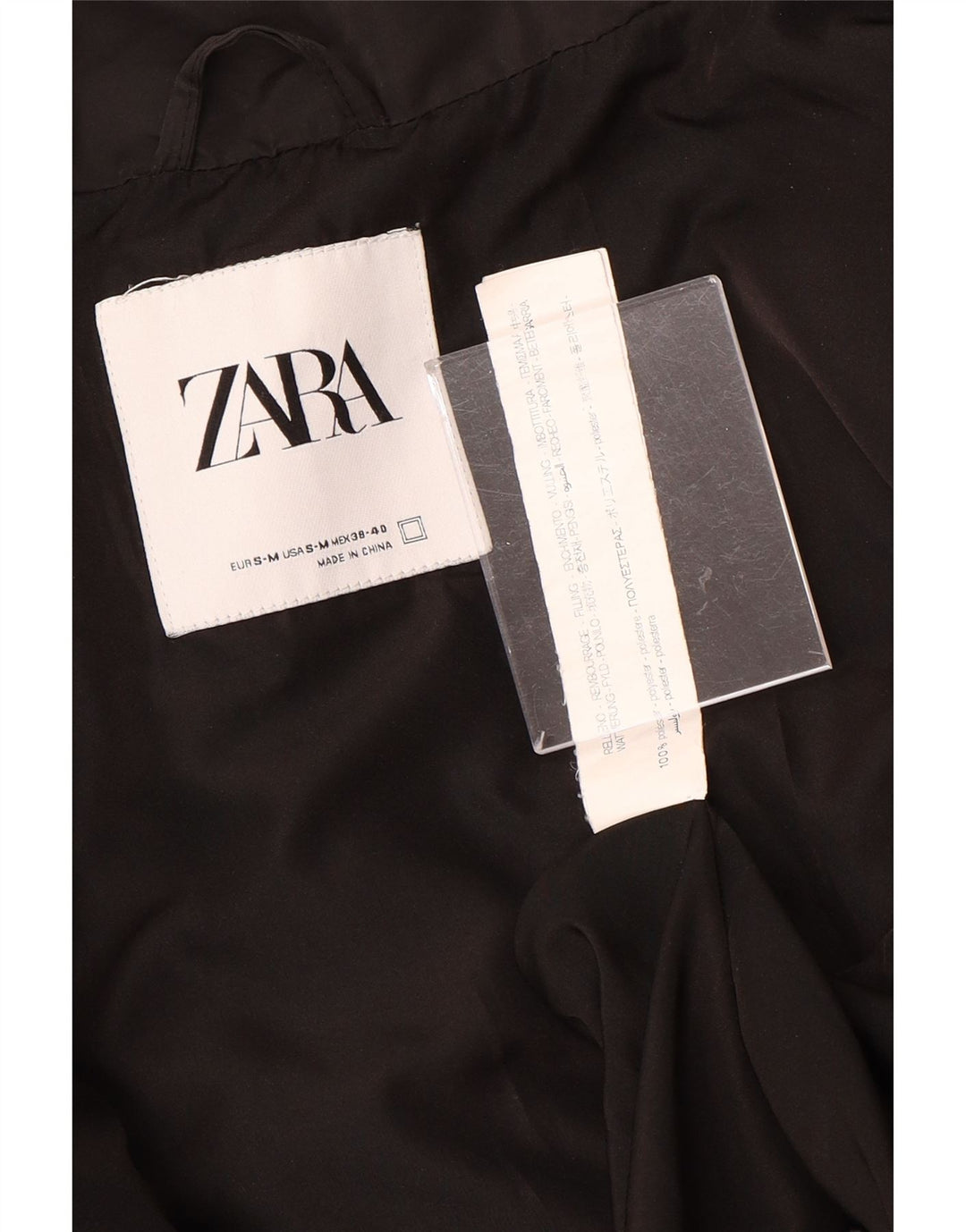 ZARA Mens Loose Fit Padded Jacket UK 36 Small Black Polyester