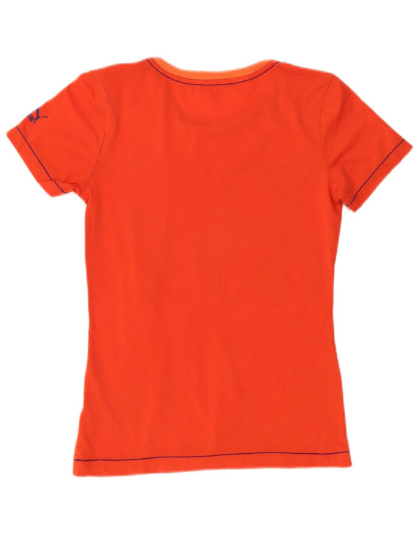 Puma Womens Graphic T-Shirt Top UK 10 Small Orange