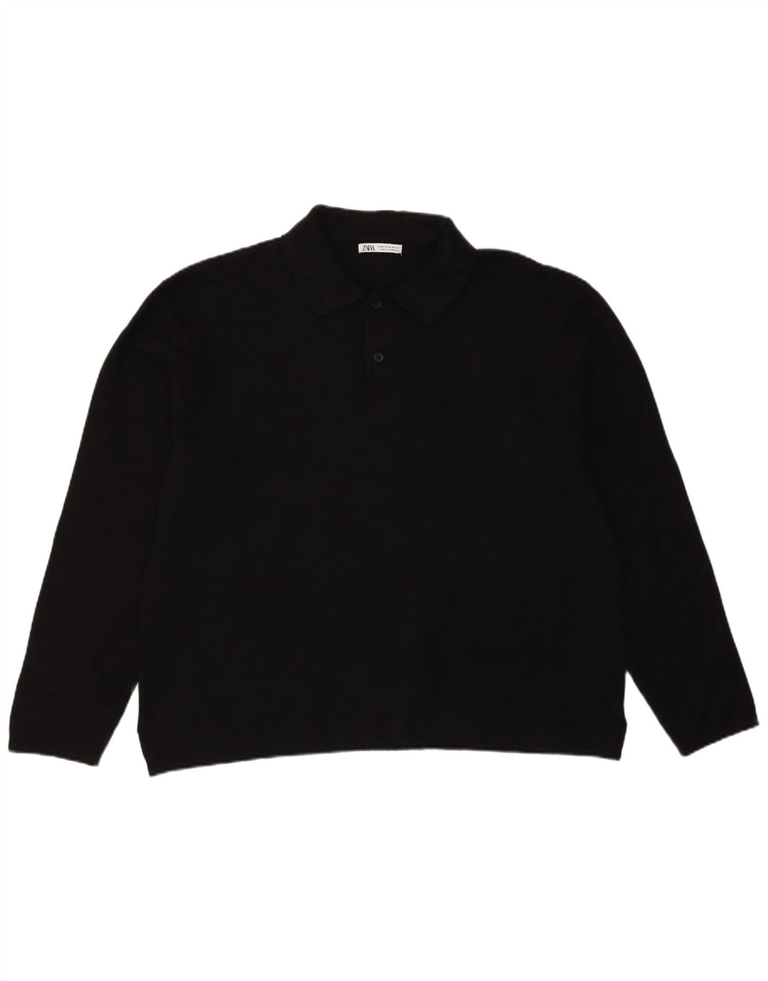Zara Mens Polo Neck Jumper Sweater XL Black Viscose