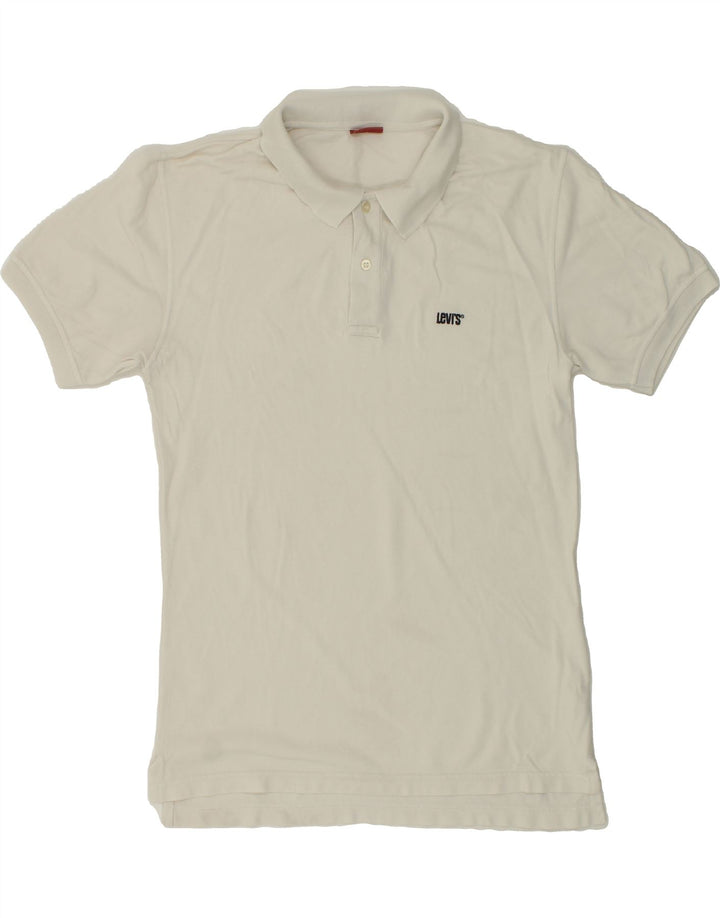 LEVI'S Mens Polo Shirt Large White Cotton Vintage Levi's and Second-Hand Levi's from Messina Hembry 