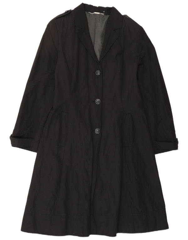 Laura Ashley Womens Trench Coat UK 14 Medium Black Classic