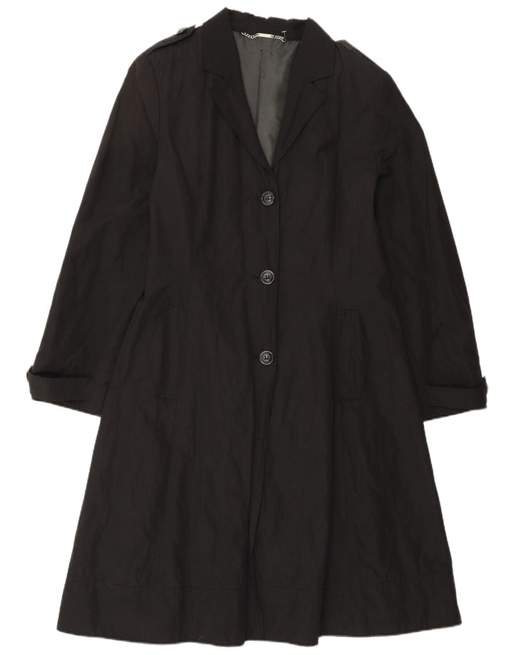 Laura Ashley Womens Trench Coat UK 14 Medium Black Classic